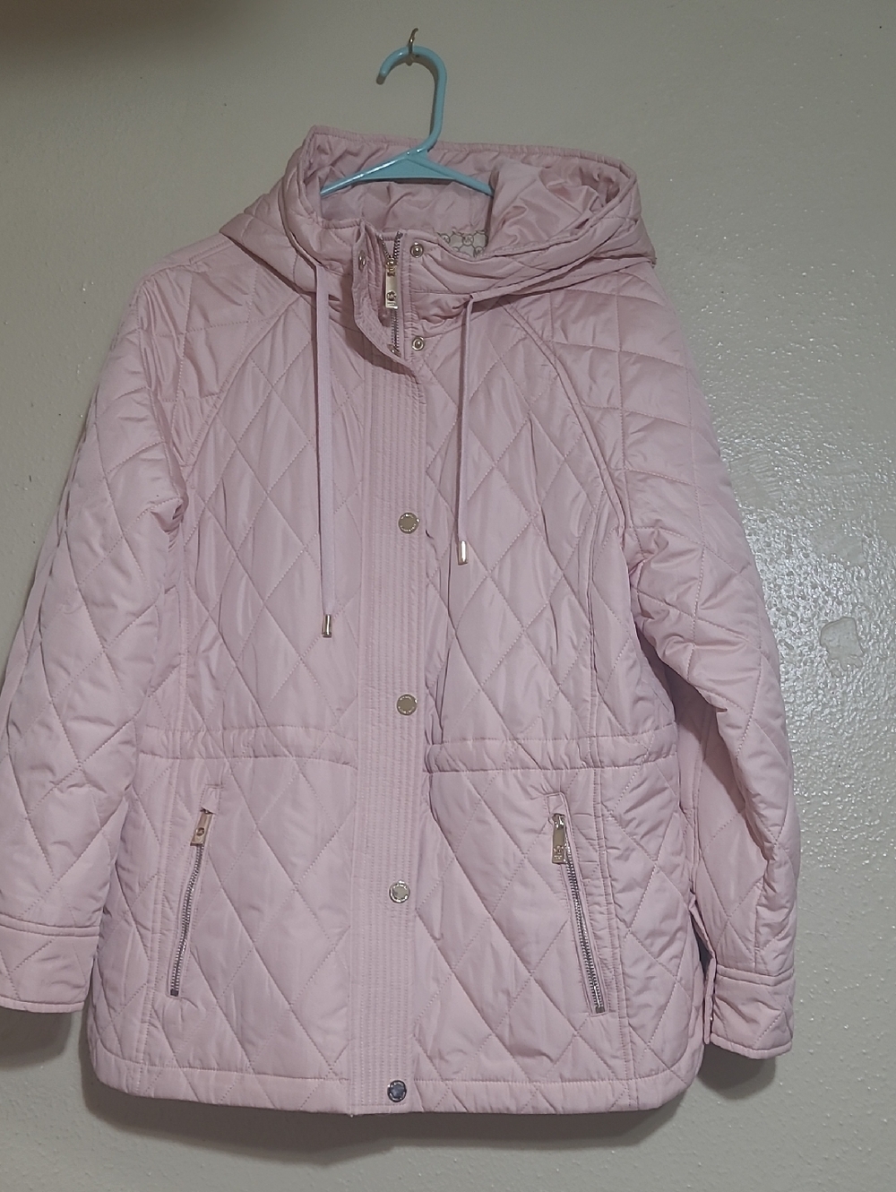 Michael Kors Light Pink Quilted Hooded Puffer Jacket